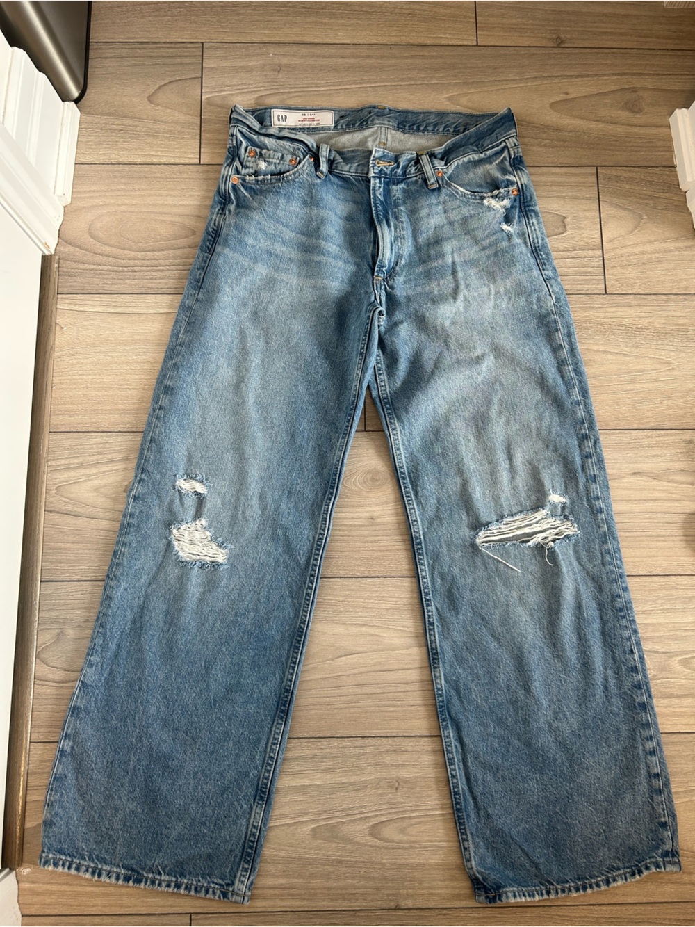 GAP light blue distressed low-rise jeans